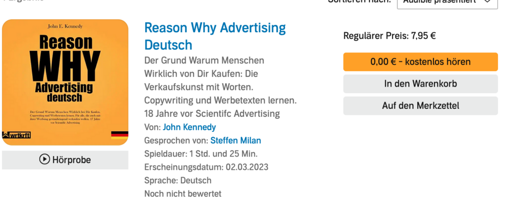 Audible Reason Why Advertising deutsch